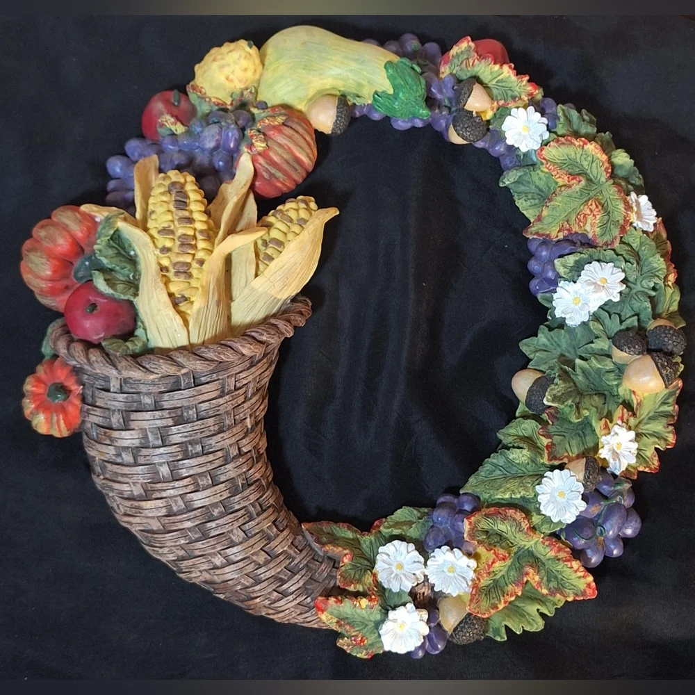Colorful Harvest Cornucopia Wreath